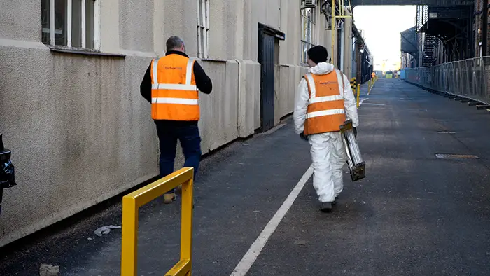 Engineers walking away